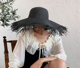 Nouvelle vendeuse pour femmes chapeaux de paille de paille nouée Retro Summer Sund Sun Hat Girls Place Chapeau Sunshade Dames Suncreen5153319