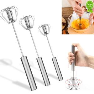 New Semi-automatic Egg Beater 304 Stainless Steel Egg Whisk Manual Hand Mixer Self Turning Egg Stirrer Kitchen Accessories Egg Tools