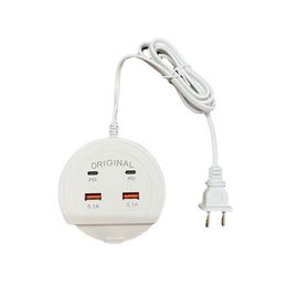 Nieuwe semi-round rij-plug USB-laderhouder Multi-poort PD PD Mobiele telefoon Holder opladen 2-in-1 oplaadkop Universal 5.1A