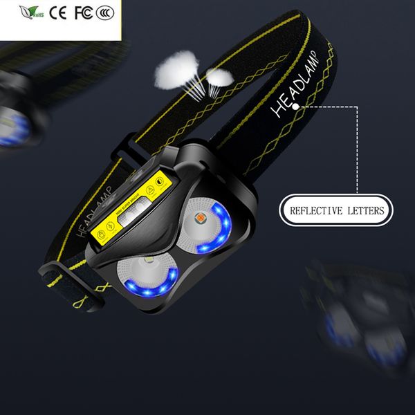 Nuevo faro delantero con Sensor y batería integrada, faro LED XM-L2 U3, dos modos de luz, resistente al agua, para correr de noche, iluminación para ciclismo