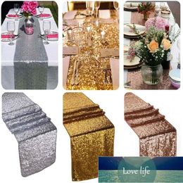 Nuevo camino de mesa de satén con lentejuelas Blink Spark Glitter Fiesta de boda Banquete en casa Decoración Rectángulo Corredores de mesa Precio de fábrica diseño experto Calidad Último estilo