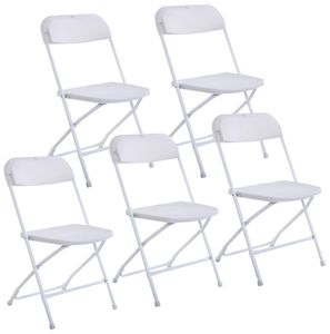 Nieuwe set van 5 plastic vouwstoelen Wedding Party Event Chair Commercial White6958965