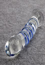 Nouveaux produits sexuels saphir Spiral Pyrex Glass Dildo 7 pouces réaliste cristal strapon pénis artificiel pour adultes toys pour la femme 07017168418