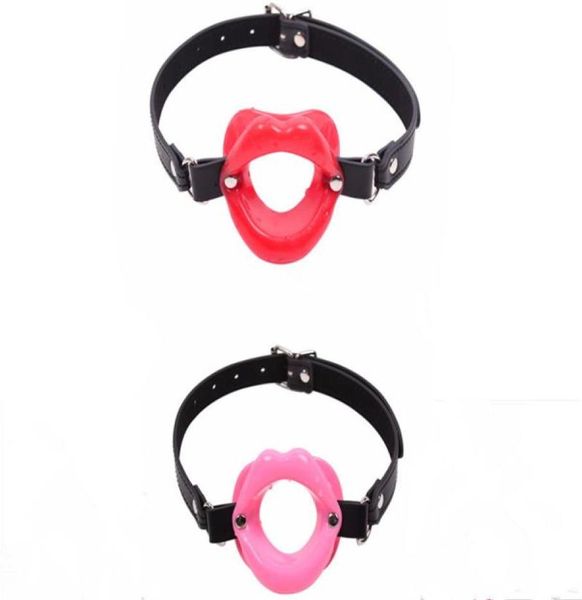 Nuevos juguetes sexuales para mujeres Labios de goma de cuero de juguete erótico o anillo Restricciones de esclavitud de bondage abierta