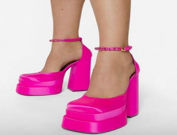 nouveau sexe women039s chaussures habillées sandales 15cm pompe en cuir talons épais plate-forme women039s multicolore rose grand 35428604456