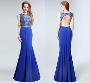 Nouvelle mode sexy livraison gratuite Blue Long Tail Tail Robes de soirée