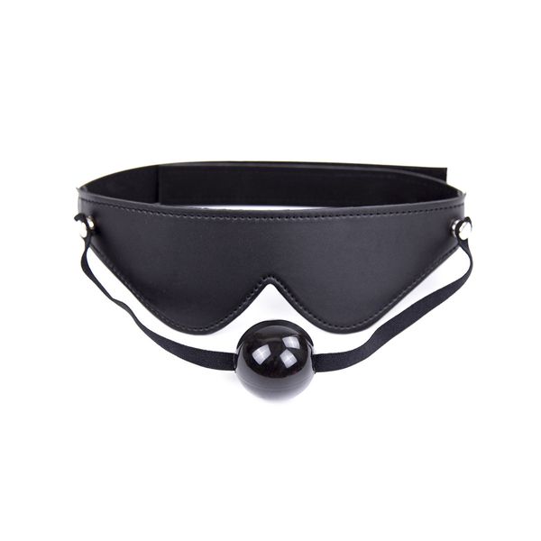 Bondage New Sexy Leather Ball Gag Snap On Blindfold Bondage Fetish Fantasy #R47