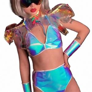 Nuevo Sexy Nightclub Bar Ladies Laser Illusi Disfraz Exagerado Shrug Body Sets Cantante Ds Dj Sexy Gogo Disfraz Rave Trajes 65br #