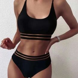 Nuevo triángulo de color sólido sexy bikini bikini traje de baño de tres puntos para mujeres