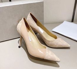 Nuovi sandali con tacco alto slim dal taglio basso Sandali di design di lusso Cuciture in pelle a punta Scarpe versatili e sexy per feste di nozze Taglie da donna 35-42 con scatola