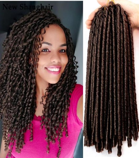 Nuevo Shanghair 14 pulgadas Rastas suaves Trenzas de ganchillo Cabello Sintético Peinado aterrador 30 StandsPack Ombre Marrón Faux Locs Trenzado 6499467