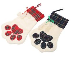 Nieuwe Sherpa Paw Stocking Dog and Cat Paw Stocking 2 Kleuren Stock Christmas Gift Tassen Decoratie