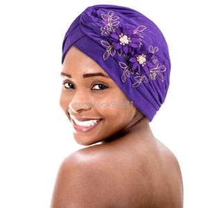 Bonnet Turban à fleurs 3D brillant pour femmes, écharpe musulmane, Hijabs, casquettes de fête de mariage, Bonnet plissé, accessoires pour cheveux, nouvelle collection