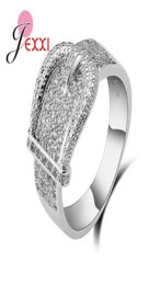Nieuwe Glanzende Riem Ring voor Vrouwen Prachtige Oostenrijkse Kleine Kristallen Bijoux Hoge Kwaliteit 925 Serling Zilveren Sieraden10440695047396