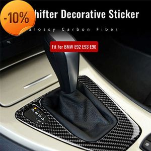 Nieuwe glanzende koolstofvezelversnellingswielpaneelhoes voor E90 Auto -automatische schakelhendel Decoratiestickers geschikt voor BMW E92 E93