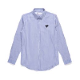 NOUVEAU Chemise de créateur CDG Homme et Femme PLAY Love imprimé Chemise boutonnée en coton rayé bleu blanc