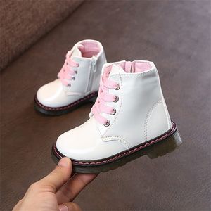 Nieuwe schoenen Wit PU Girl's Mode Kinderen Martin Kid Korte Waterdichte Toddler Boots 201113