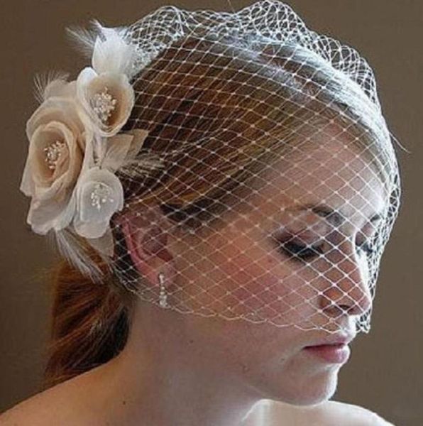 Nuevo velo de novia corto de flores con peine velo de jaula para pájaros velo colorete accesorios de boda gasa matrimonio Cheap9352494