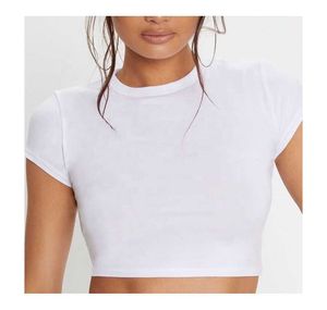 Nieuwe korte mouw cropped t-shirt damesmode effen eenvoudige dame crop top casual aangepaste zomer t-shirt voor dames