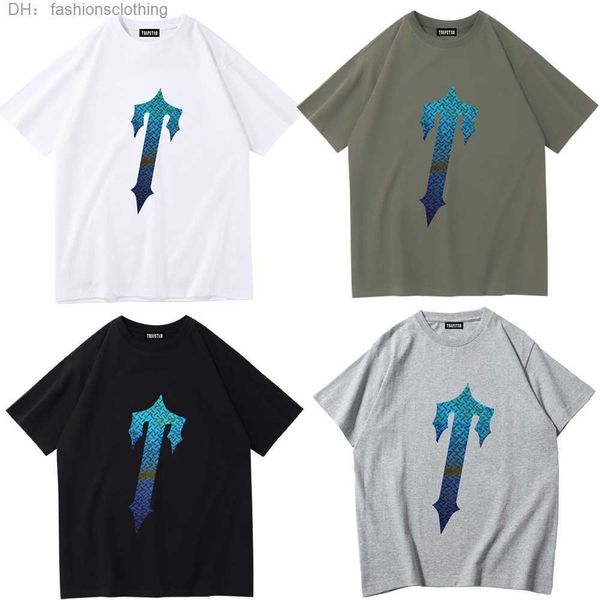 Nuevas camisas de manga corta Camiseta popular para hombre Marca casual Diseñador de lujo Hombre Patrón Color Alta calidad Todo algodón Blanco 485N