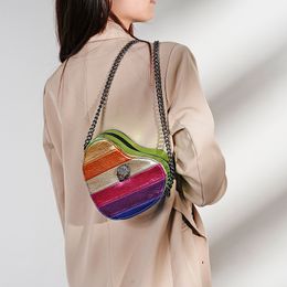 Nuevo Bolso de Hombro, bolso cruzado con empalme de arco iris en contraste, bolso de diseñador de marca, bolso de moda para mujer