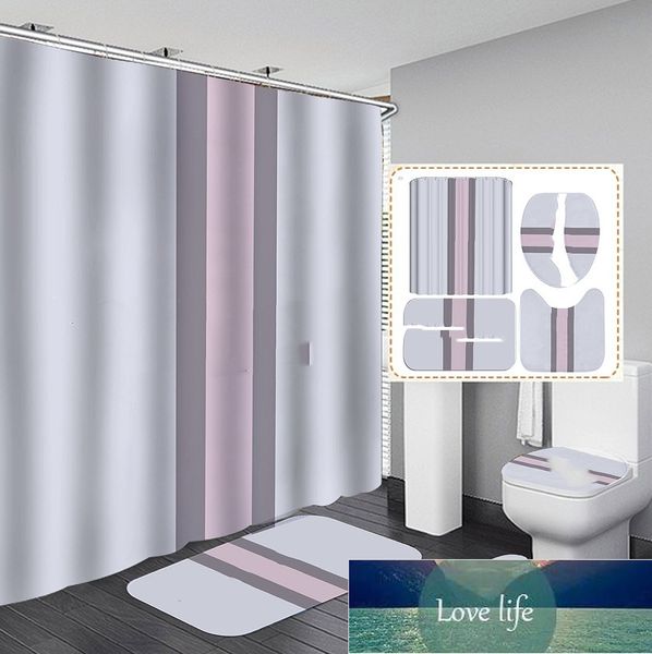 Nouveaux rideaux de douche cosmétiques parfum et fleur rideau 3d 4 pièces ensemble crochets personnalisés décor imprimé salle de bain écran de couverture étanche