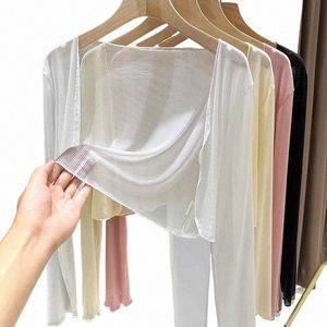 Nuevos encogimientos de hombros para mujer Sólido Transpirable Sombreado de sol Bolero Camisa Tops Cardigans Estilo coreano Mujer Todo fósforo Mantón Modal Chic Tops L9UH #