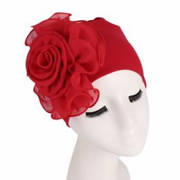 Nieuwe zijbloem elastische hoofddoek hoeden dames elegante modehoeden chemotherapie haaraccessoires pruik caps 16 stuks/lot