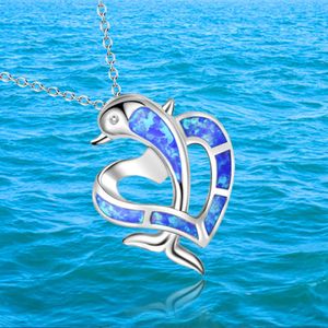 Nouveau Sier Fashion Love Dolphin Opal Charm