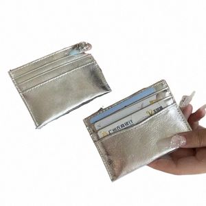 Nouveau support de carte ultra-mince en cuir authentique en cuir de grande capacité Banque à sous-cartes à sous-cartes ID de crédit Mini portefeuille mignon pour femmes V4LH # #