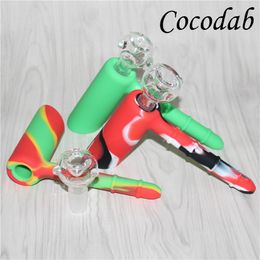 Nieuwe Silicon Hamer 6 Gaten Siliconen Percolator Bubbler Water Pijp Matrix Roken Pijpen Tabak Pijp Bongs Douchekop Hookahs Twee functies