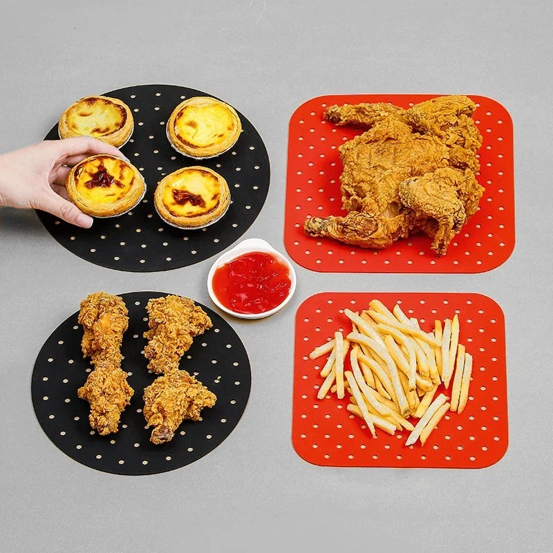 new Silicone Air Fryer Liner Non-Stick Steamer Pad Baking Inner Liner Cooking Mat Kitchen Utensils Accessories Eco-friendly Cookware for