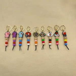 Nieuwe siliconen kraal sieraden Creative Diy Cartoon Apple hartpotlood Keychain hangtas hanger kleine accessoires groothandel