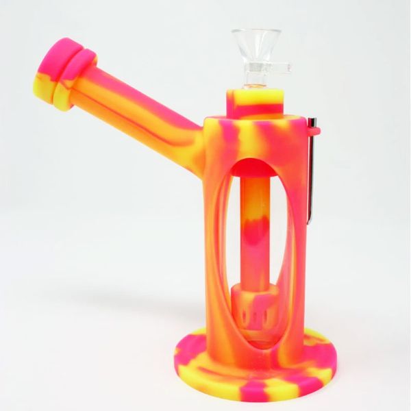 Silicona bong Hookahs reciclador 6 pulgadas dab rig percolador de vidrio burbujeador único glas bongs tuberías de agua