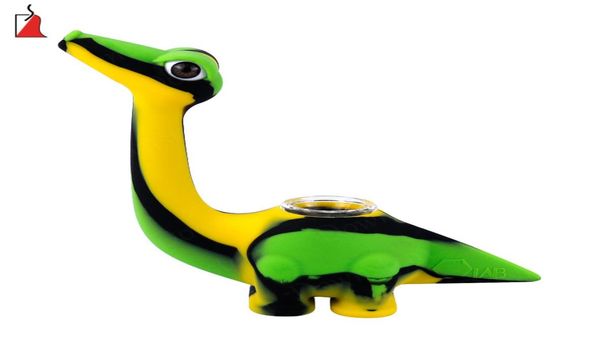 Nouveau Silicone Dinosaur Pipe d'eau Bong Unbreakable Silicone DAB Huile Concentré Fumer Pipe d'huile Brûler1693206