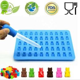 Nieuwe siliconen vormen siliconen mal Gummy Bear Shape Bear Mould Jelly Bear Cake Candy Trays Met Dropper Rubber Chocolate Maker