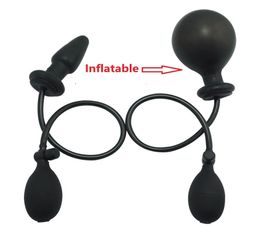 Nueva bomba negra grande de silicona Up Airfillable Airfillable Bulk Bulk Butt Butt Butty Dilator Toys para hombres Mujeres Gay Y18110102532098