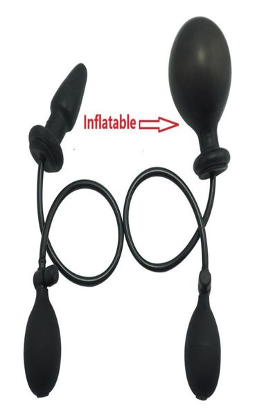 Nueva silicona grande negro Pump Up inflable a granel consolador Anal butt plug consolador Dilatador juguetes sexuales para hombres Mujer Gay S9245688336