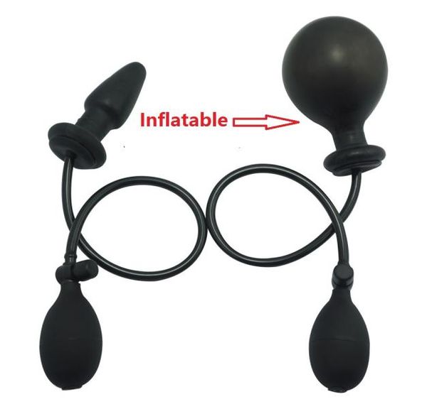 Nueva bomba negra grande de silicona Up Airfellable Airfillable Bulk Bulk Butt Cohildo Dilator Toys Sex Toys for Men Woman Gay Y181101028536433