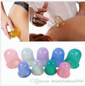 Nieuwe siliconen massage vacuüm lichaam en gezicht cup anti-cupping siliconen vacuüm cup anti cellulitis cupping therapie massage kit gemengde kleur