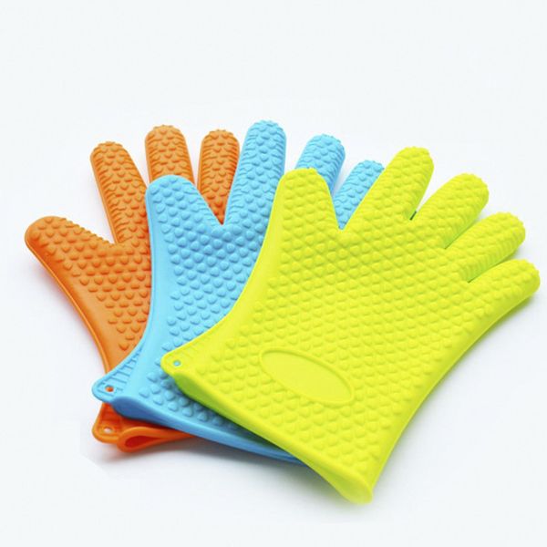 Nuevos guantes de silicona para horno, resistentes al calor, gruesos, para cocinar, barbacoa, parrilla, guantes, utensilios de cocina, accesorios de cocina, FHL345-WY1661