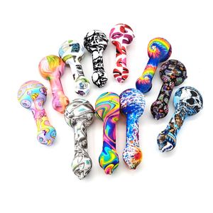 Nouveau tuyau de silicone Colorful Incrustable Fumer Pipes à main avec verre Pore Poreux Bol de filtre Dry Herb Tobacpe Handspipes en gros