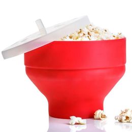 Nieuwe Silicone Popcorn Maker Microwave Popcorn emmer opvouwbare siliconen popcorn emmer poppers bowl diy popcorn maker met deksel