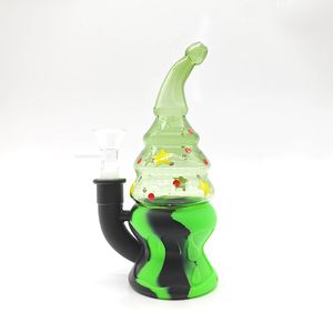 Nouveau limoir à la main de fumer en silicone avec un bol en verre transparent de 14 mm d'épaisseur pour les tuyaux de brûleur d'huile de tabac aux herbes sèches