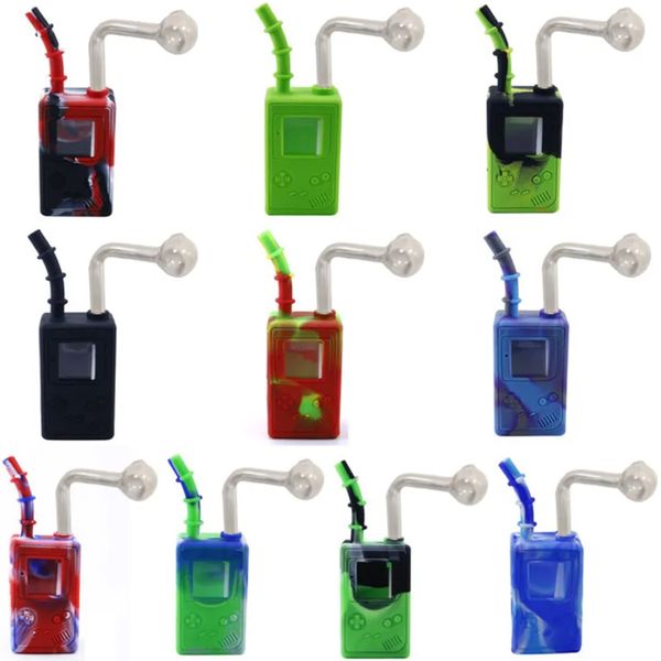 Nuevo Silicona Fumar Aceite Quemador Bubbler Pipes Bongs Hierba Seca Tabaco Cera Humo Juegos Consola Agua Hookahs Dispositivo