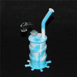 Hookahs Siliconen Waterpijp Bong Onbreekbaar DAB Oil Rig Concentrat Rooks met 5 ml Wax Container en Quartz Bangers