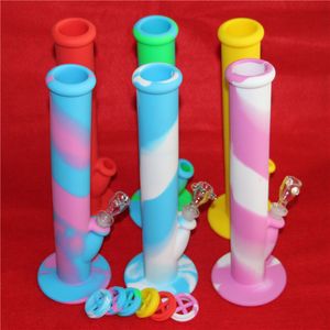 Nouveau tuyau d'eau en silicone bongs en verre plates-formes pétrolières narguilé 14 hauteur avec 14 4mm joint silicone matériel plate-forme pétrolière