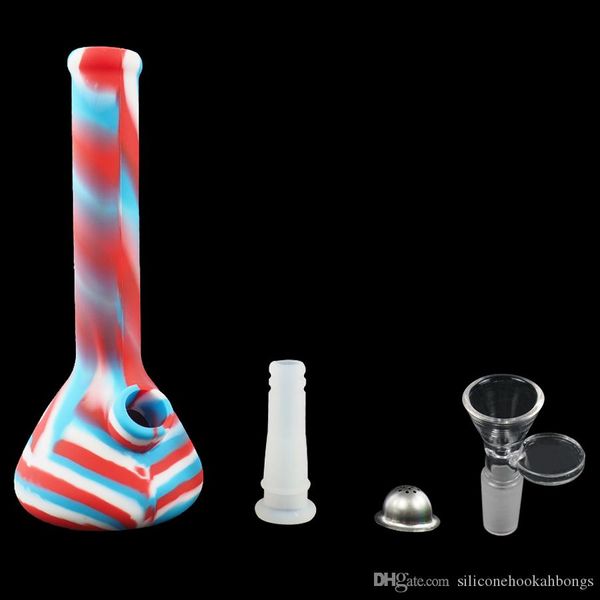 Nueva pipa de agua de silicona tienda de humo cigarrillo bongas de silicona 7.5 altura Shisha Beaker Hooká para fumar hierbas secas Vaporizador de agua portátil bong