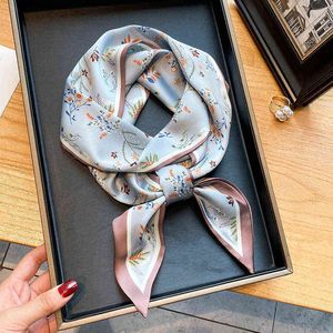 Nouveau écharpes en soie ruban de cheveux Femmes Skinny Scarf Summer Summer Long Feme Feme Neck Brand Office Printing Printing