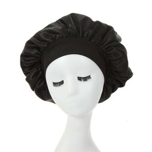 Bonnet de nuit doublé en satin soyeux pour rester en place toute la nuit, bonnet ample pour la protection des cheveux bouclés pour femmes et hommes